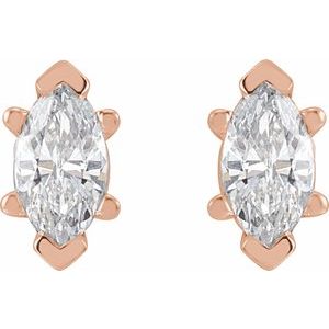 Marquise 6-Prong V-End Stud Earrings