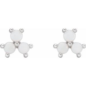 Three-Stone Cabochon Earrings