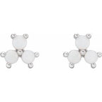 Three-Stone Cabochon Earrings