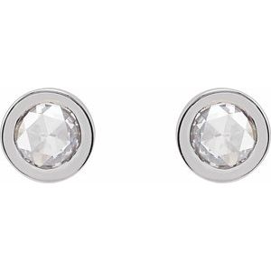 Round Bezel-Set Rose-Cut Stud Earrings