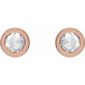 Round Bezel-Set Rose-Cut Stud Earrings