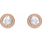 Round Bezel-Set Rose-Cut Stud Earrings