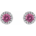Round 4-Prong Halo-Style Earrings