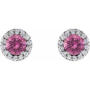 Round 4-Prong Halo-Style Earrings