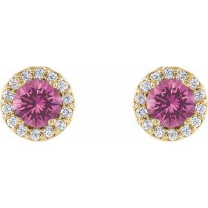Round 4-Prong Halo-Style Earrings
