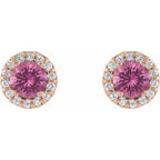 Round 4-Prong Halo-Style Earrings