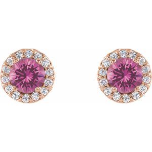 Round 4-Prong Halo-Style Earrings
