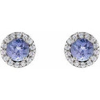 Round 4-Prong Halo-Style Earrings