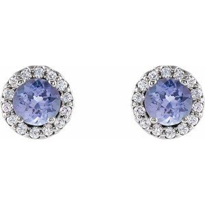 Round 4-Prong Halo-Style Earrings