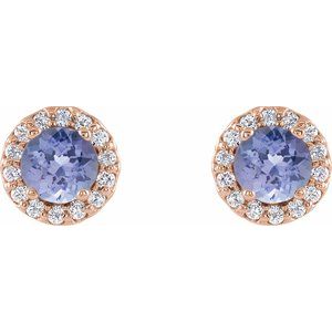 Round 4-Prong Halo-Style Earrings
