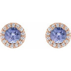 Round 4-Prong Halo-Style Earrings