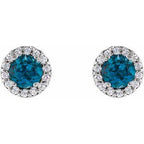 Round 4-Prong Halo-Style Earrings