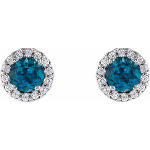 Round 4-Prong Halo-Style Earrings
