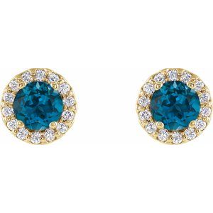 Round 4-Prong Halo-Style Earrings