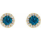 Round 4-Prong Halo-Style Earrings