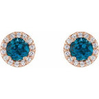 Round 4-Prong Halo-Style Earrings