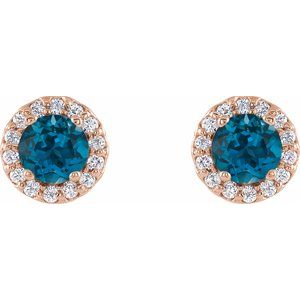 Round 4-Prong Halo-Style Earrings