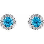 Round 4-Prong Halo-Style Earrings
