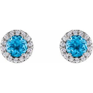 Round 4-Prong Halo-Style Earrings