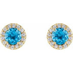 Round 4-Prong Halo-Style Earrings