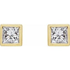 Square Bezel-Set Stud Earrings