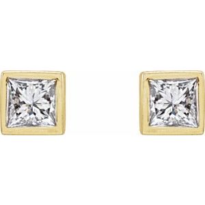 Square Bezel-Set Stud Earrings