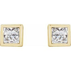 Square Bezel-Set Stud Earrings