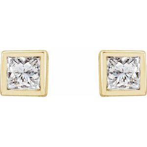 Square Bezel-Set Stud Earrings
