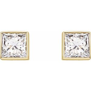 Square Bezel-Set Stud Earrings