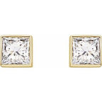 Square Bezel-Set Stud Earrings