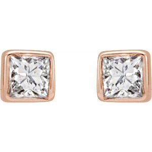 Square Bezel-Set Stud Earrings