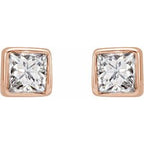 Square Bezel-Set Stud Earrings