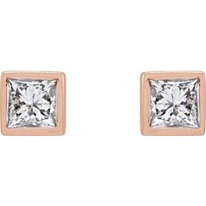 Square Bezel-Set Stud Earrings