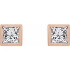 Square Bezel-Set Stud Earrings