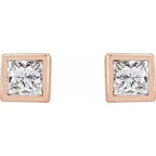 Square Bezel-Set Stud Earrings