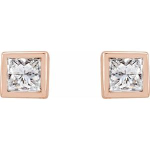 Square Bezel-Set Stud Earrings