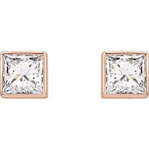 Square Bezel-Set Stud Earrings