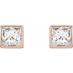 Square Bezel-Set Stud Earrings