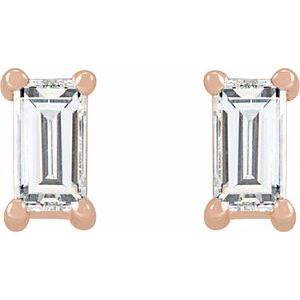 Straight Baguette 4-Prong Stud Earrings