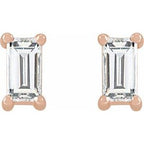Straight Baguette 4-Prong Stud Earrings