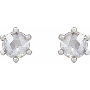 Round 6-Prong Rose-Cut Stud Earrings