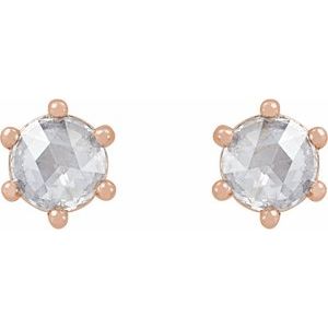 Round 6-Prong Rose-Cut Stud Earrings