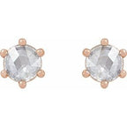 Round 6-Prong Rose-Cut Stud Earrings