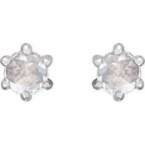 Round 6-Prong Rose-Cut Stud Earrings