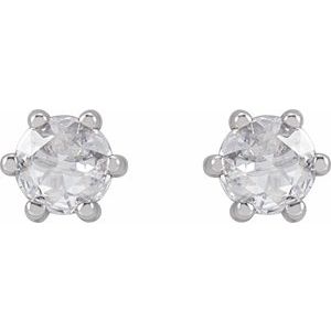 Round 6-Prong Rose-Cut Stud Earrings