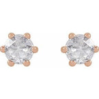 Round 6-Prong Rose-Cut Stud Earrings