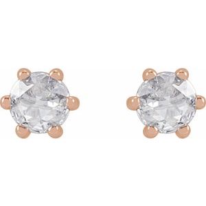 Round 6-Prong Rose-Cut Stud Earrings