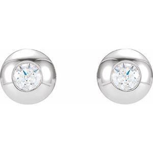 Round Bezel-Set Stud Earrings