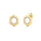 Hexagon Shape Diamond Accent Earrings - 14K Yellow Gold image