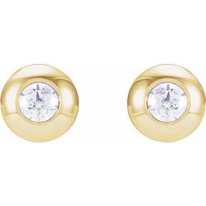 Round Bezel-Set Stud Earrings